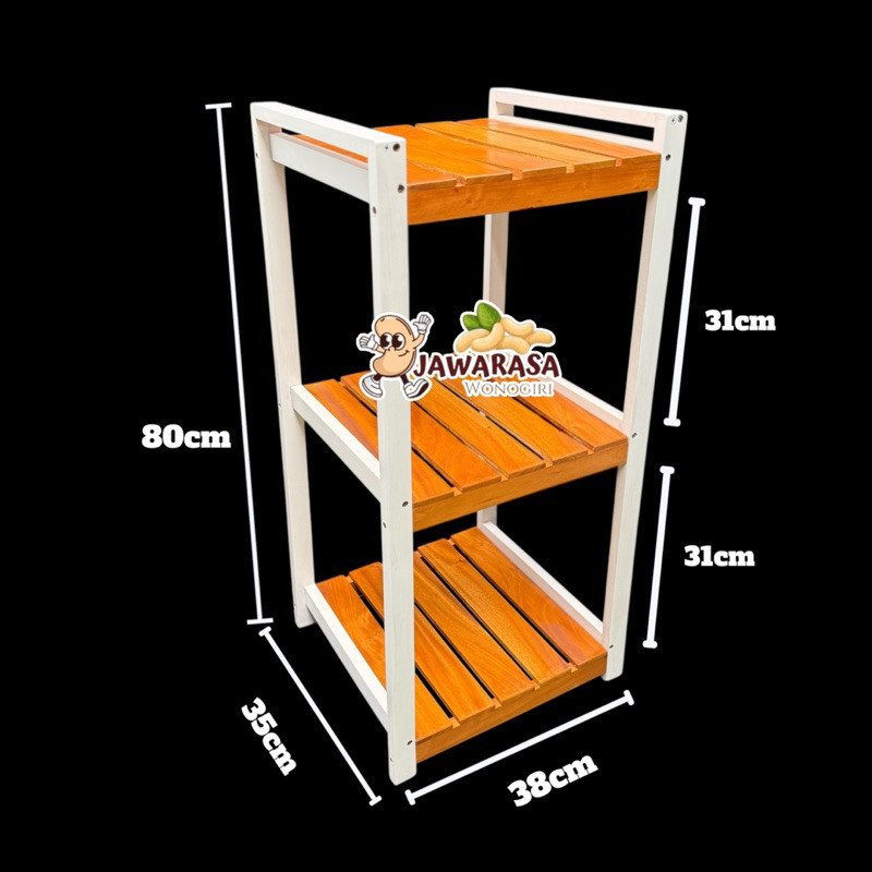 RAK GALON DISPENSER DAN RICE COOKER KAYU AESTHETIC SUSUN 3 MINIMALIS
