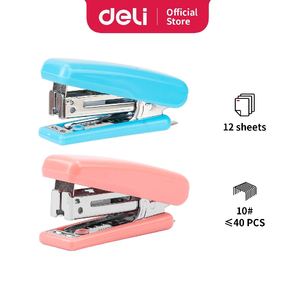 HAPPY TIME DELI STAPLER STAPLES 10 LEMBAR HEKTER DESAIN COMPACT GAMBAR BUNGA WARNA PASTEL ALAT TULIS