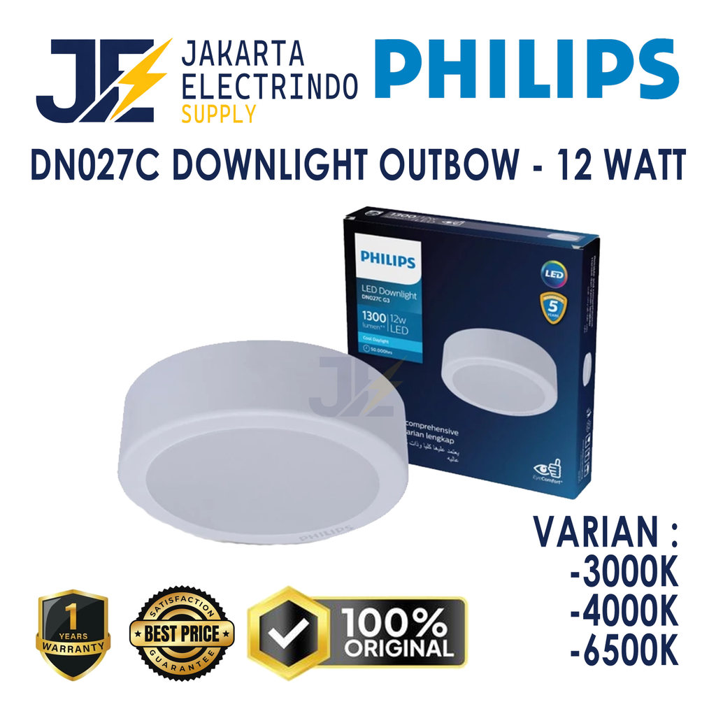 Philips DN027C G3 Lampu Downlight Outbow 12W LED12 Bulat D175 - 12 W 12 Watt 12Watt