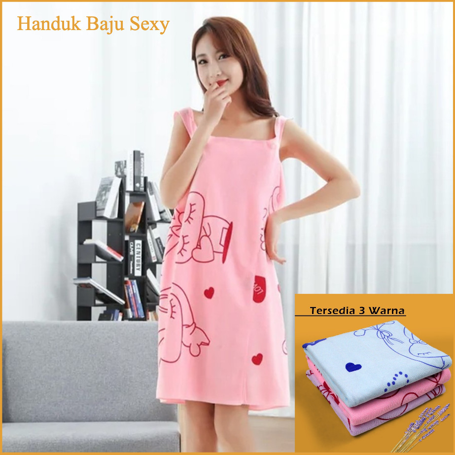 Lingerie Handuk Baju Seksi Kimono Towel Sexsi Motif Karakter Lucu Serap Air Ringan