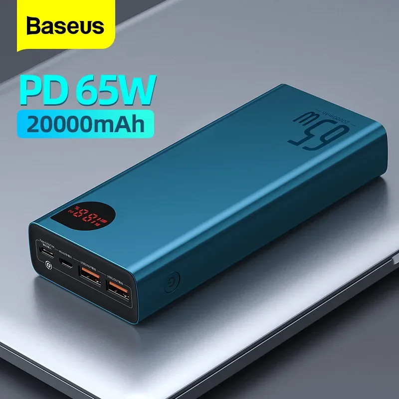 Baseus 65W Power Bank 20000mAh Portable arging Powerbank Mobile Phone External Battery PD QC 3.0 arg