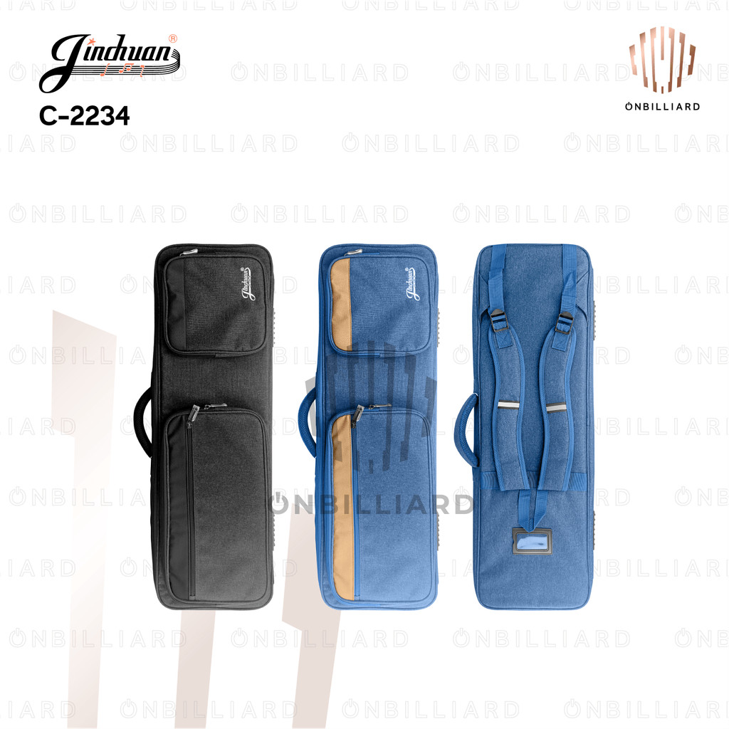 JINCHUAN C-2234 Tas Stick Billiard 3x4 Cue Soft Case 3 Butt 4 Shaft 7 Lubang Sekat Kain Billiard Bil