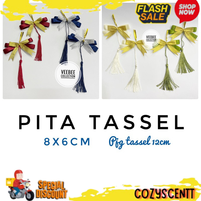 Pita Hias Hampers Kado Souvenir Gantungan Tassel/ pita hampers/ pita kecil /pita hias emas BIG SALE 