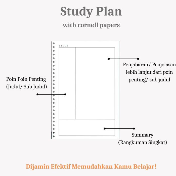 Loose Leaf Kertas Binder Cornell Paper A5 B5 Catatan Belajar Crafty Charm