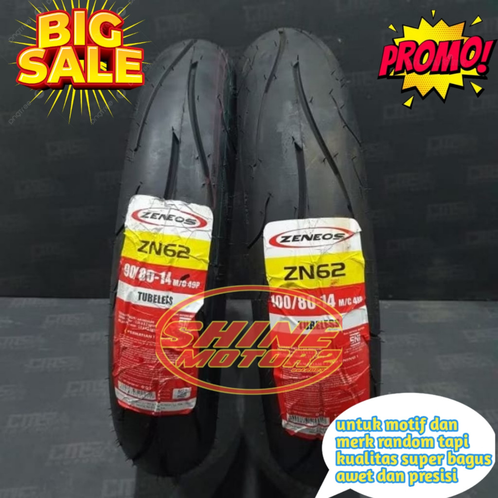 Paket Ban Zeneos 90/80-14 & 100/80-14 ZN62 Tubeless / Ban Zeneos Ring 14