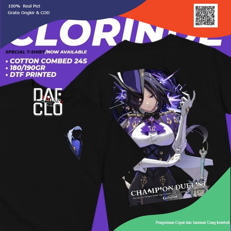 T-Shirt / Kaos Baju Game Clorinde Genshin Impact d1