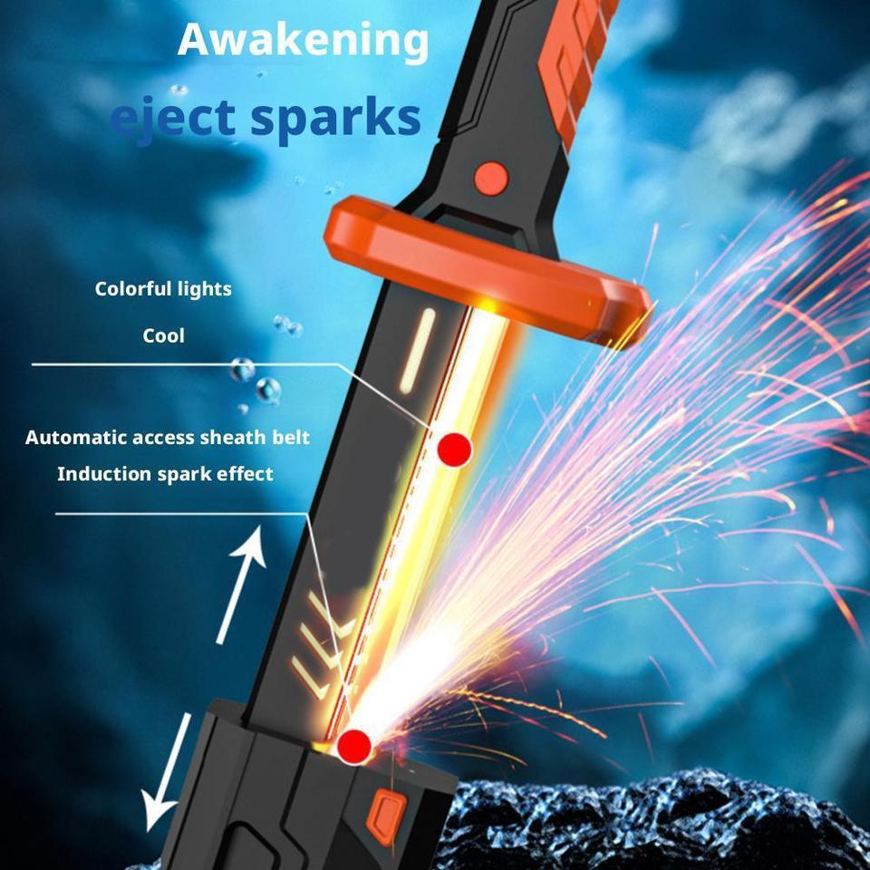 Colorful Streamer Glowing Sword Toys with Spark & Smoke Effect Sword Prop Toys For Kids Adult Flash 
