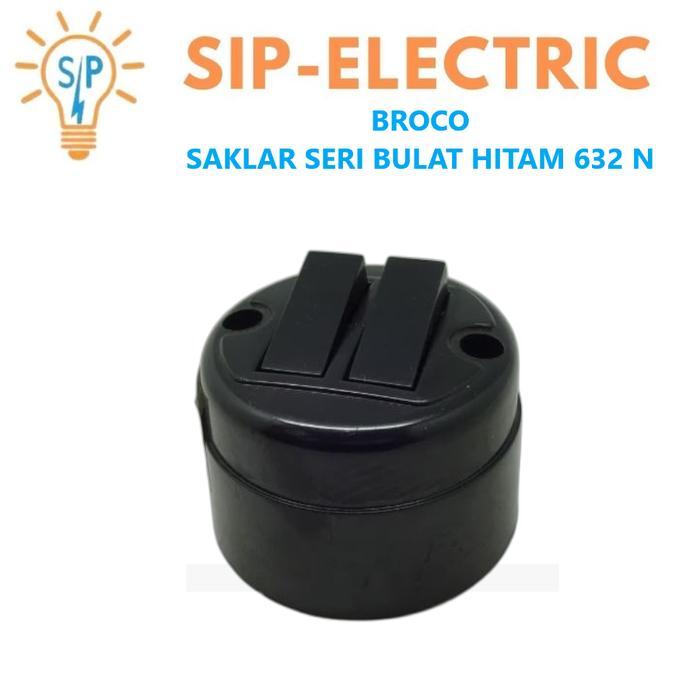 Broco Saklar Seri OB Bulat Hitam Jadul 632N Outbow Black Classic 632 N