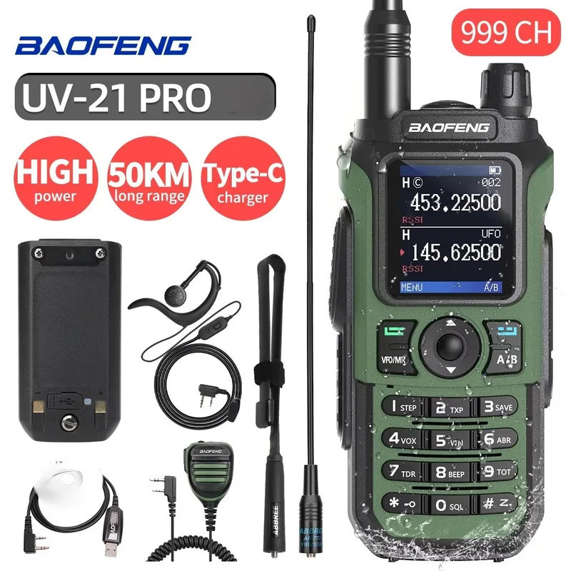 Baofeng UV 21 Pro Walkie Talkie Wireless Copy Frequency V2 Full Band Powerful Long Range Two Way Rad