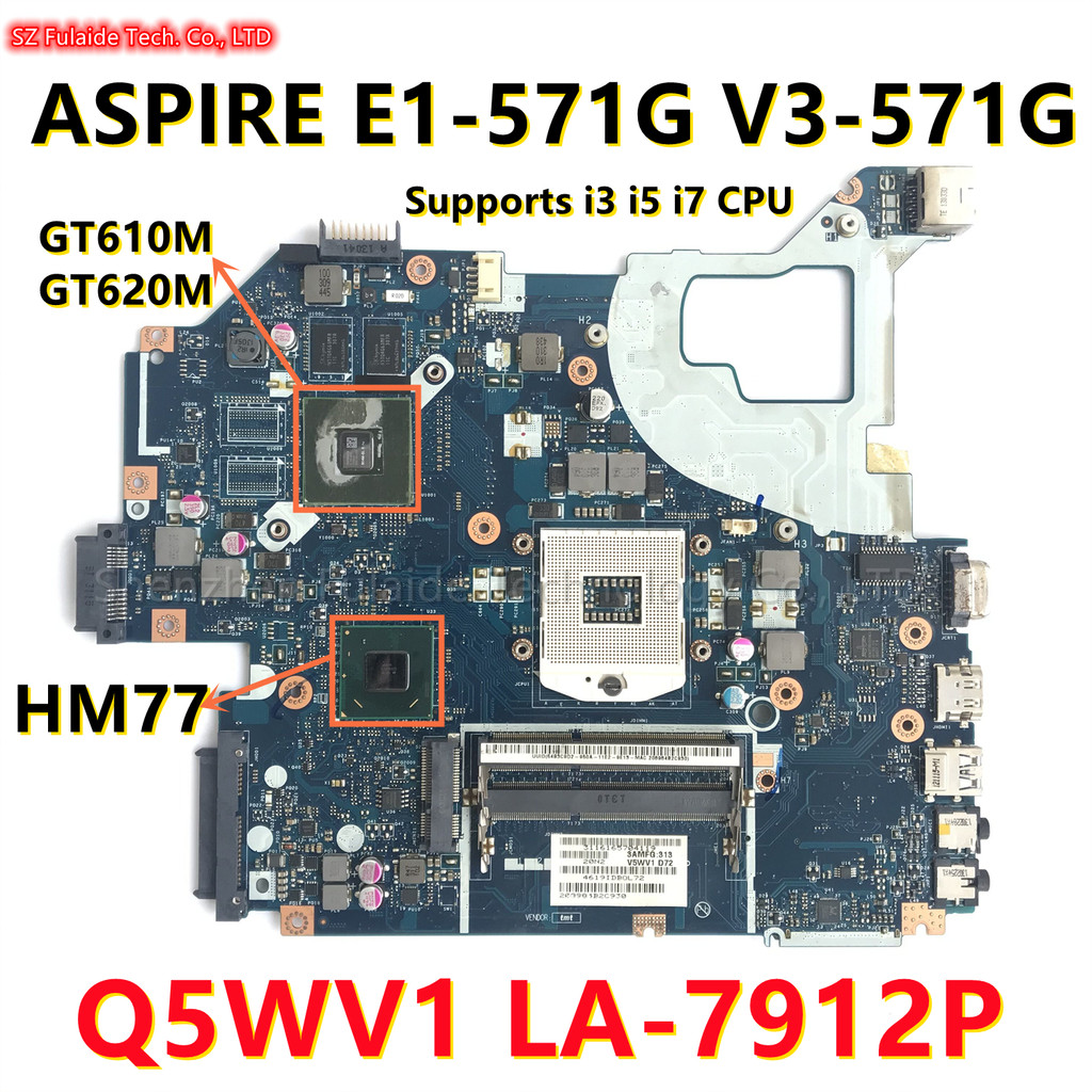 Q5WVH Q5WV1 LA-7912P HM77 Mainboard For Acer ASPIRE E1-571G V3-571G Laptop Motherboard With N13M-GL-