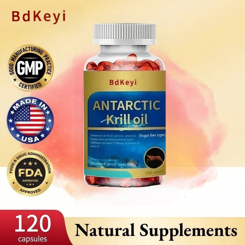 120 kapsul minyak krill Antartika, kapsul suplemen astaxanthin minyak krill Antartika, meningkatkan 