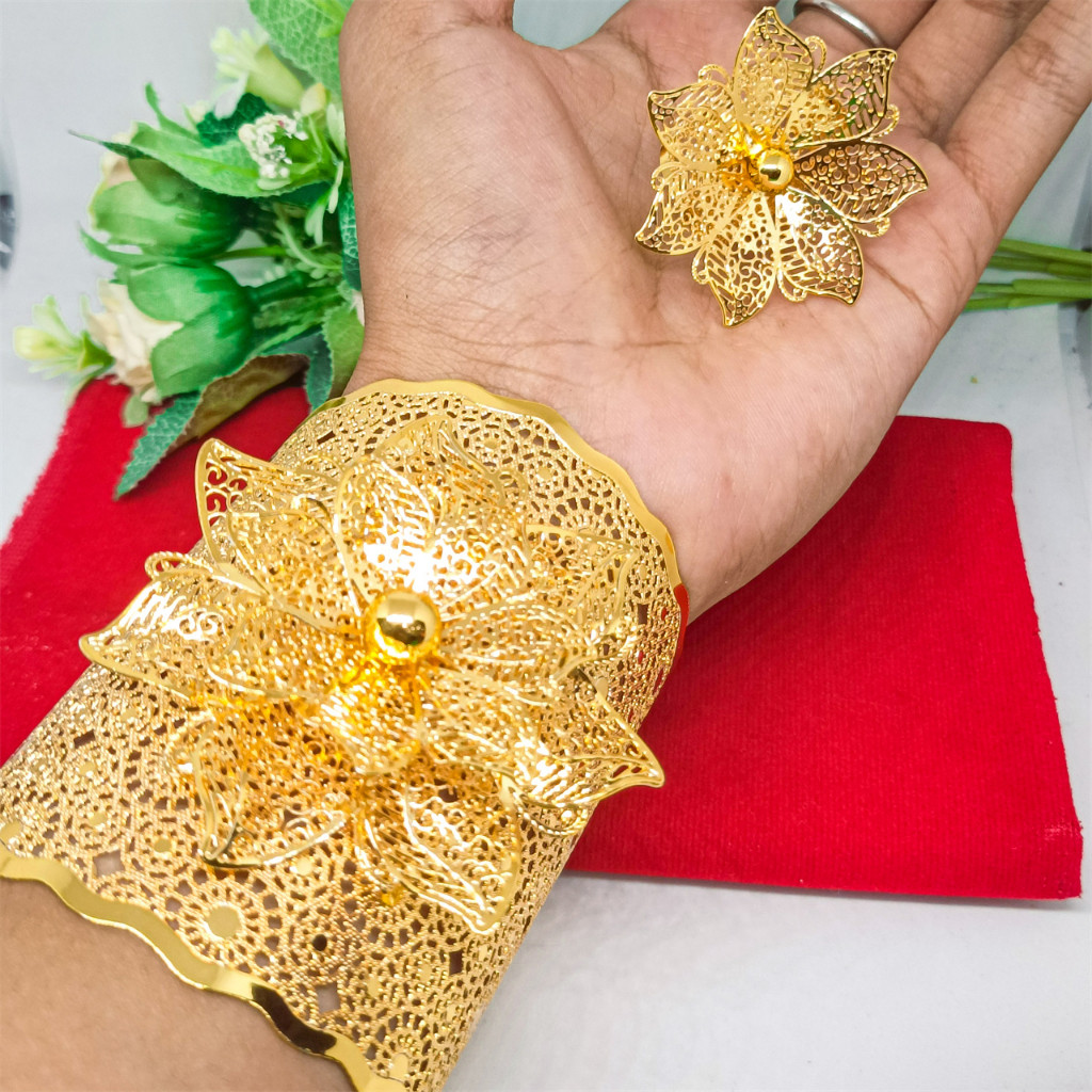 Gelang kendari Terbaru Dubai Perhiasan lapis Emas 24k Wanita Motif Xuping Gelang Bangkok bangle