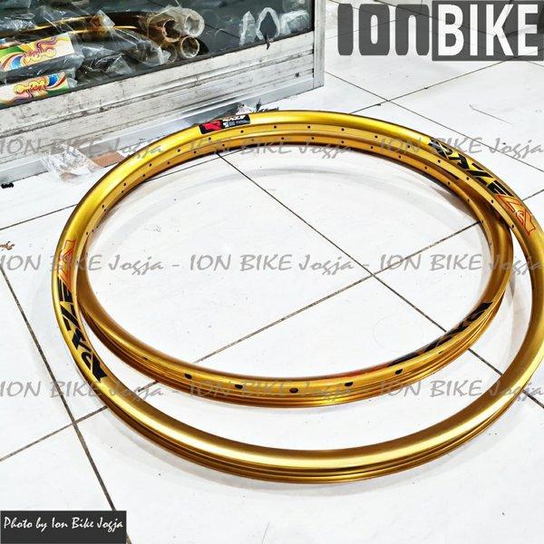 Sepasang Velg 26 Raze R6 32 Hole 32H H Gold Rim Rims Sepeda Mtb Lebar