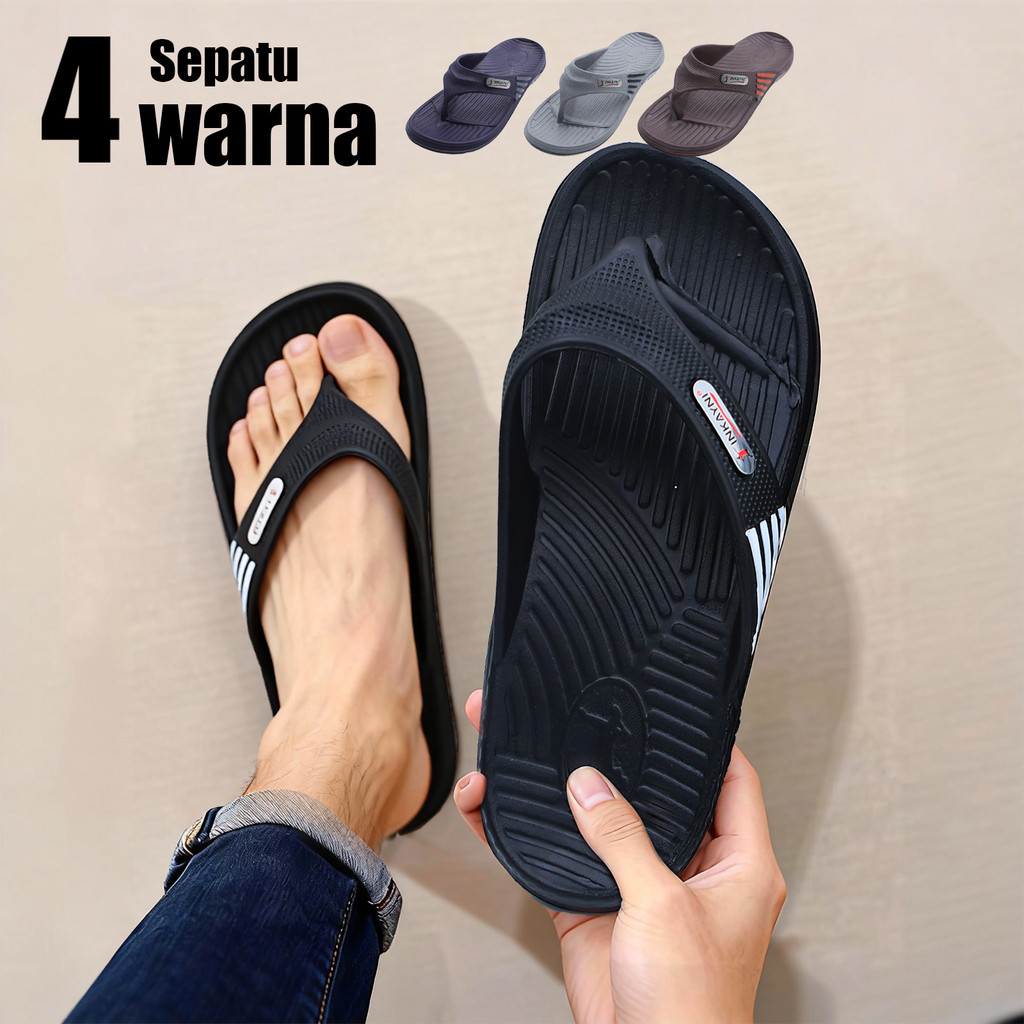 Inkayni Sandal Karet Pria Empuk Tebal Terbaru Sandal Pria Full Karet Jepit  Sandal Jepit Pria Anti S