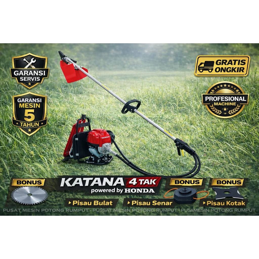Mesin potong rumput KATANA 4tak BGX3550 bonus pisau bulat pisau kotak senar nylon POWERED BY.  FULLS