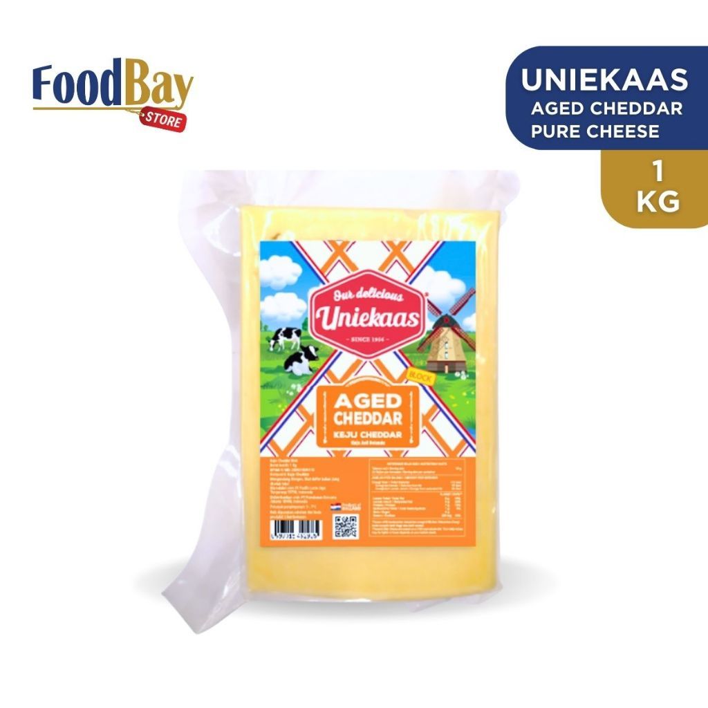 UNIEKAAS - Block Aged Cheddar Cheese 1 Kg / Keju Cheddar 1kg