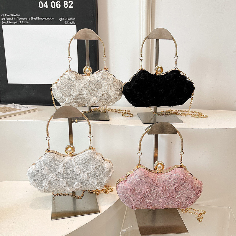 Tas Pesta Wanita Model Terbaru Bunga Brokat - Handbag Pesta Wanita Cantik Premium 946 - Tas Pesta Wa