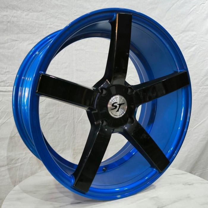 4p velg  Vossen 17x7.5 4H 114.3 Et32 Black Blue Ring 17 r17 LEBAR 7,5 inci Lobang 4 Mobil Kijang LGX