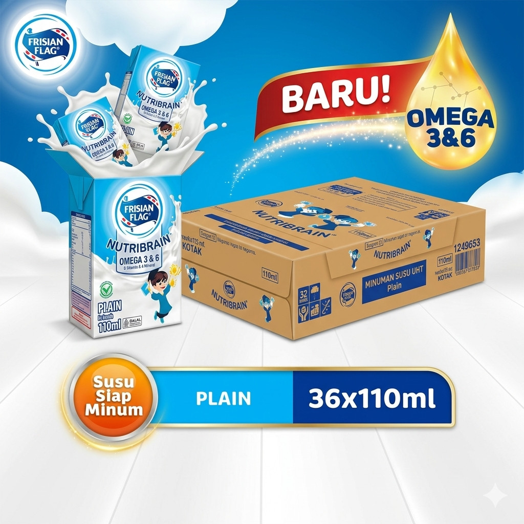 Susu Frisian Flag Susu UHT Nutribrain Susu Kotak Cair Isi 1 Dus Coklat Stoberi Anak Sehat