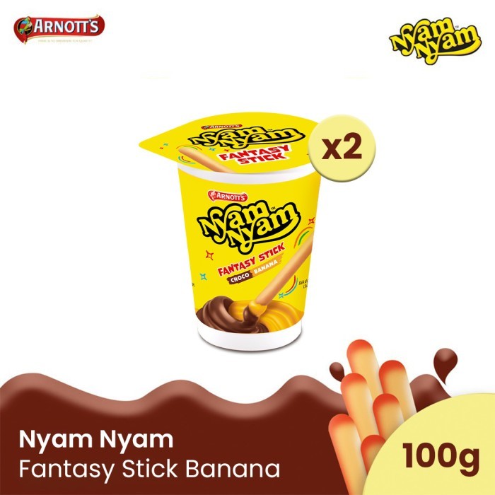 Twinpack Nyam-Nyam Fantasy Stick Choco [ISI 2 PCS] Nyam Nyam Stick Choco Banana 25gr - Camilan Stik 