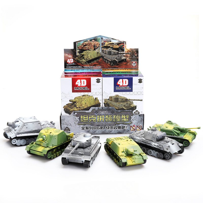6pcs/set 4D Block Assemble Tank 1:72 Tiger Leopard Grizzly Assault World War II Tank Model Y Puzzle 