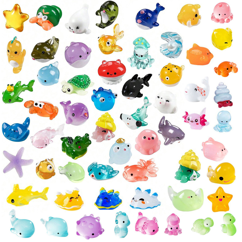 Mini Ocean Resin Animals Tiny Sea Animals Figurines Marine Miniature Animals Aquarium Ornaments Home