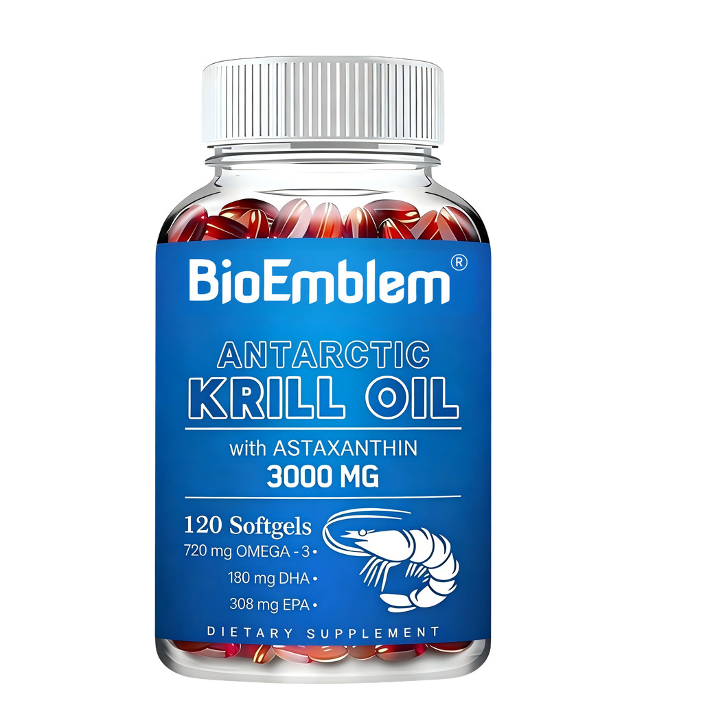 Minyak Krill Antartika 3000mg – Krill Oil Capsules Suplemen Omega-3 dengan 308mg EPA & 180mg DHA per