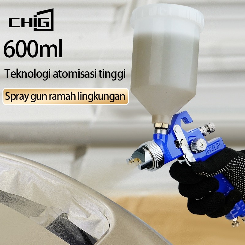 FAVORE CHIGE H-827 HVLP Spray Gun 600ml Plastik Alat Semprot Cat Spraygun Tabung Atas