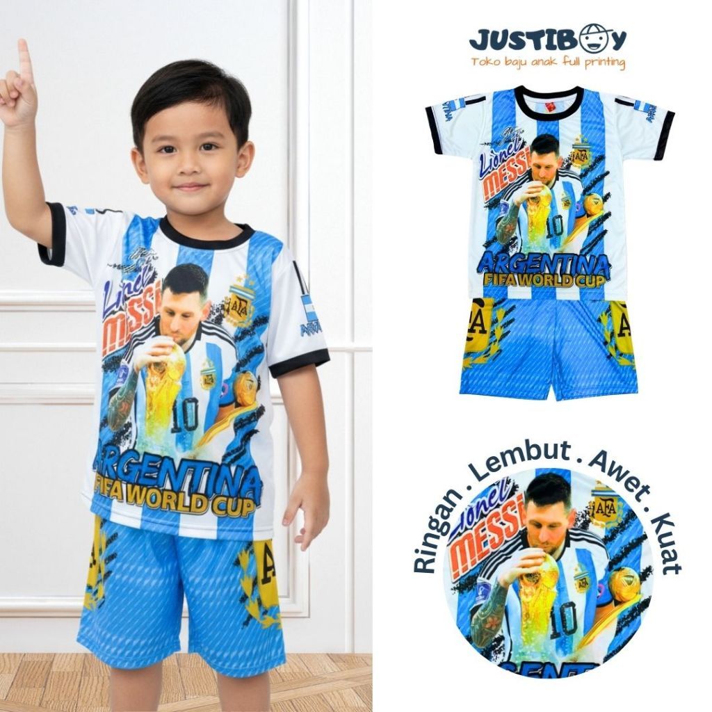 Setelan Baju Bola Anak Messi Inter Miami / Jersey Anak Ronaldo Al Nassr Usia 2 -15 tahun