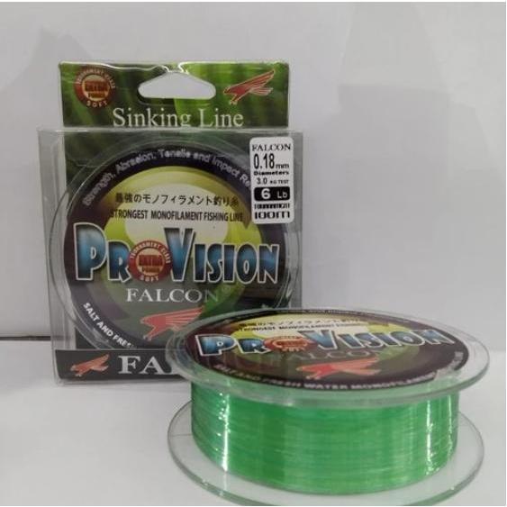 Promo Senar Pancing Falcon Provision 100M, Kuat Anti Kriting, Soft, Warna Hijau Bening - HIJAU BENIN
