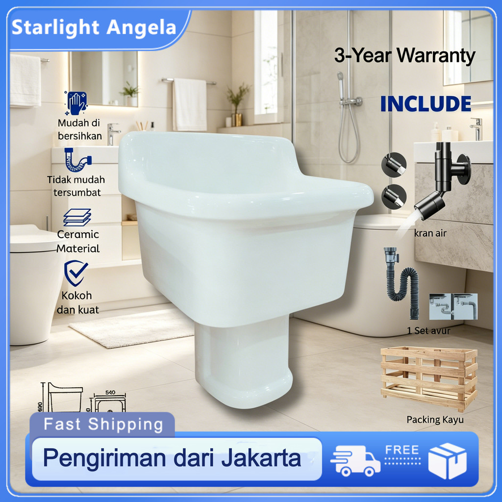 Wastafel Bak Pel Kamar Mandi Keramik Anti Bocor Anti Selip Tahan Lama Bak Cuci Pel Modern Untuk Ruma
