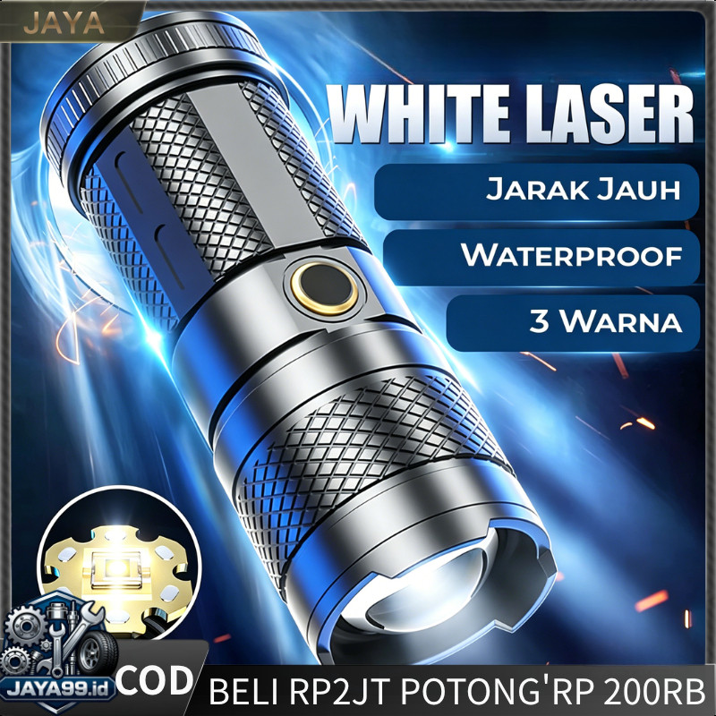 Senter LED Super Terang Tahan Lama 100000 Lumens Senter Tahan Air Type C Rechargeable Lampu Senter