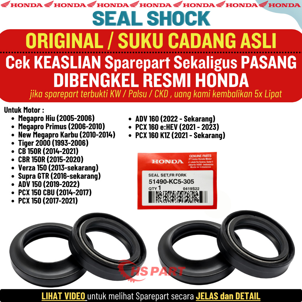Seal Shock Depan Verza 150 Supra GTR Original AHM Honda 100%