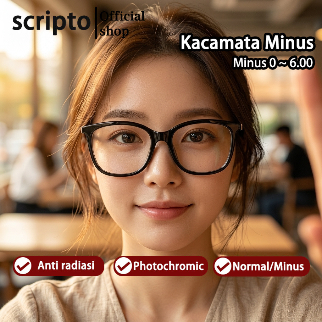 Scripto Kacamata Minus  Anti Blueray Wanita Pria Baru 2025 Square Frame Fashion Simple Glasses | Ant