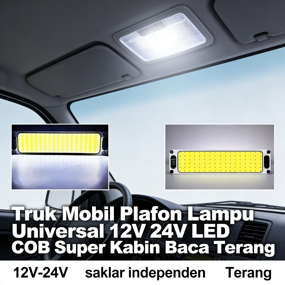 Baca Truk Kabin Plafon Cob Untuk Mobil 24V Lampu Terang Lampu LED 12V Super