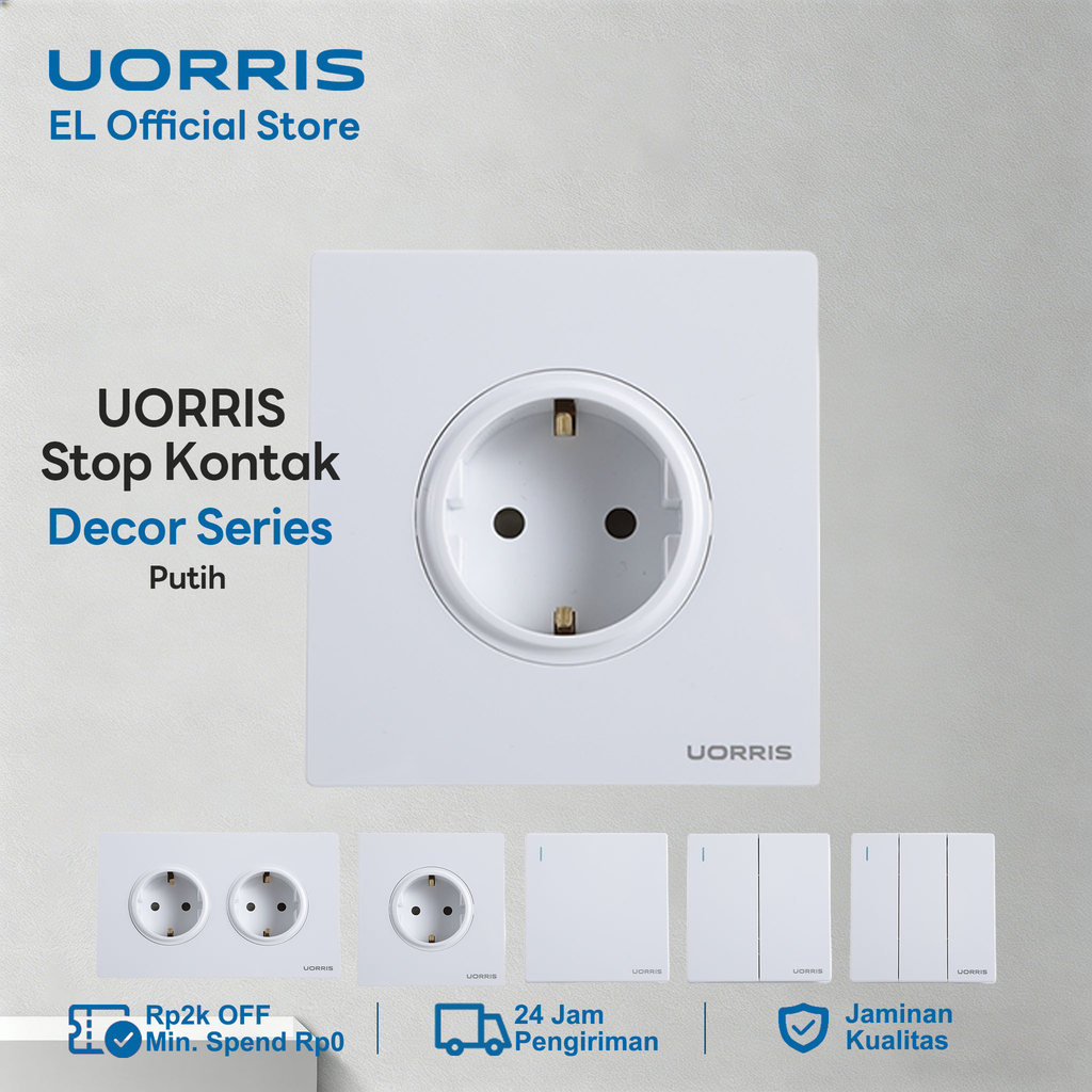 UORRIS Stop Kontak Saklar Lampu - Putih