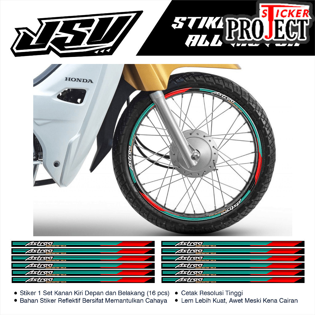 12 Pcs Stiker Velg Motor ASTREA Grand Prima Bulus Legenda Sabit List Pelk Rims Roda Sepeda Motor Bah