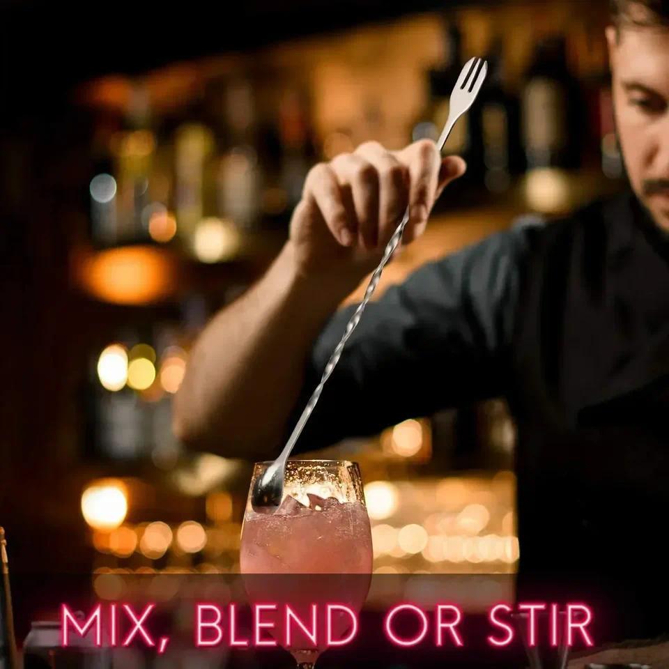 Stainless Steel Cocktail Muddler and Mixing Spoon Home Bar Tool Set - Create Delicious Mojitos and O