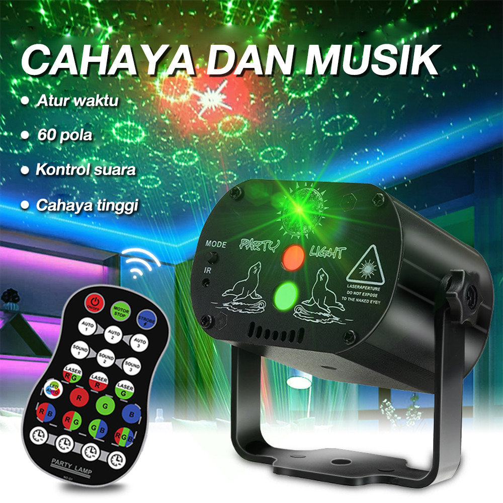 Mini Laser Stage Lighting Lampu Disco Ruangan Sensor Musi Lampu Disco Laser Dengan Diaktifkan Lampu 
