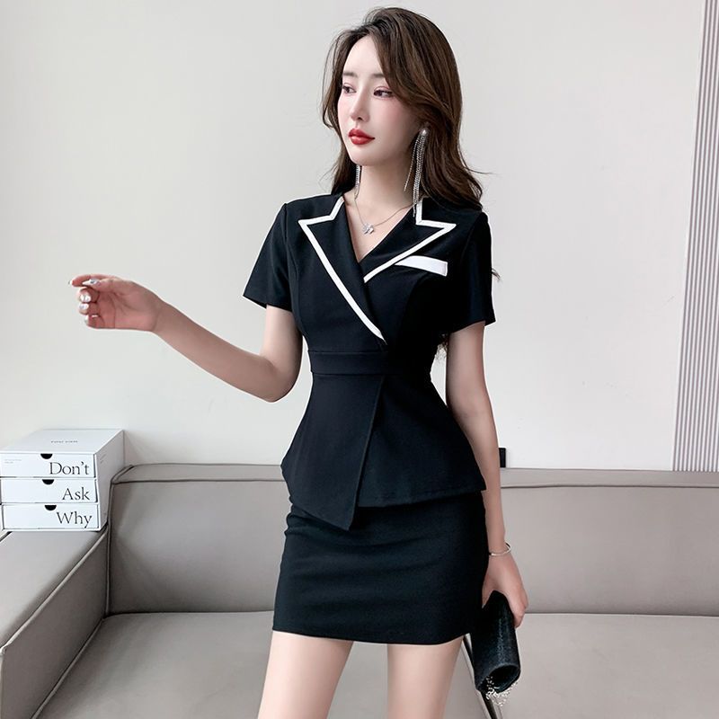 Set kemeja fashion wanita kelas atas dan rok pendek bodycon