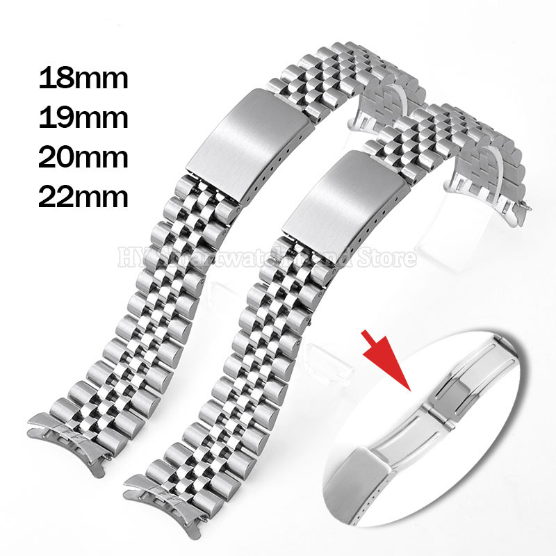 Stainless Steel Wat Strap for Seiko 18mm 19mm 20mm 21mm Bracelet Curved End Steel Strap for Jubilee 
