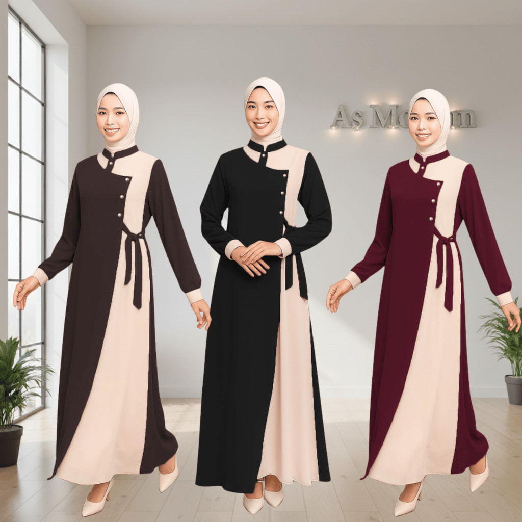 Dress Couple 2026 Ibu dan Anak Perempuan Sabrina Anti UV Gamis Abaya Couple Ibu Anak Kombinasi