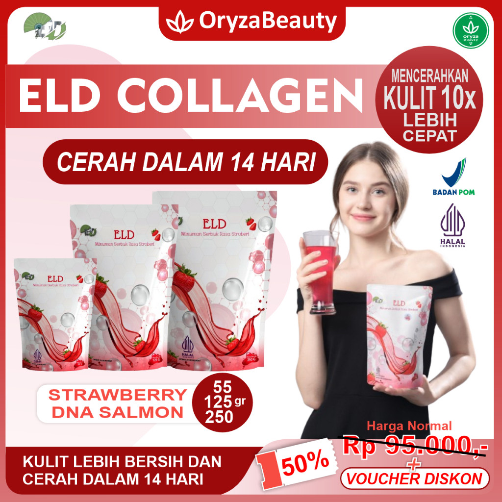 ELD Collagen Drink Strawberry DNA Salmon Collagen Pemutih Kulit