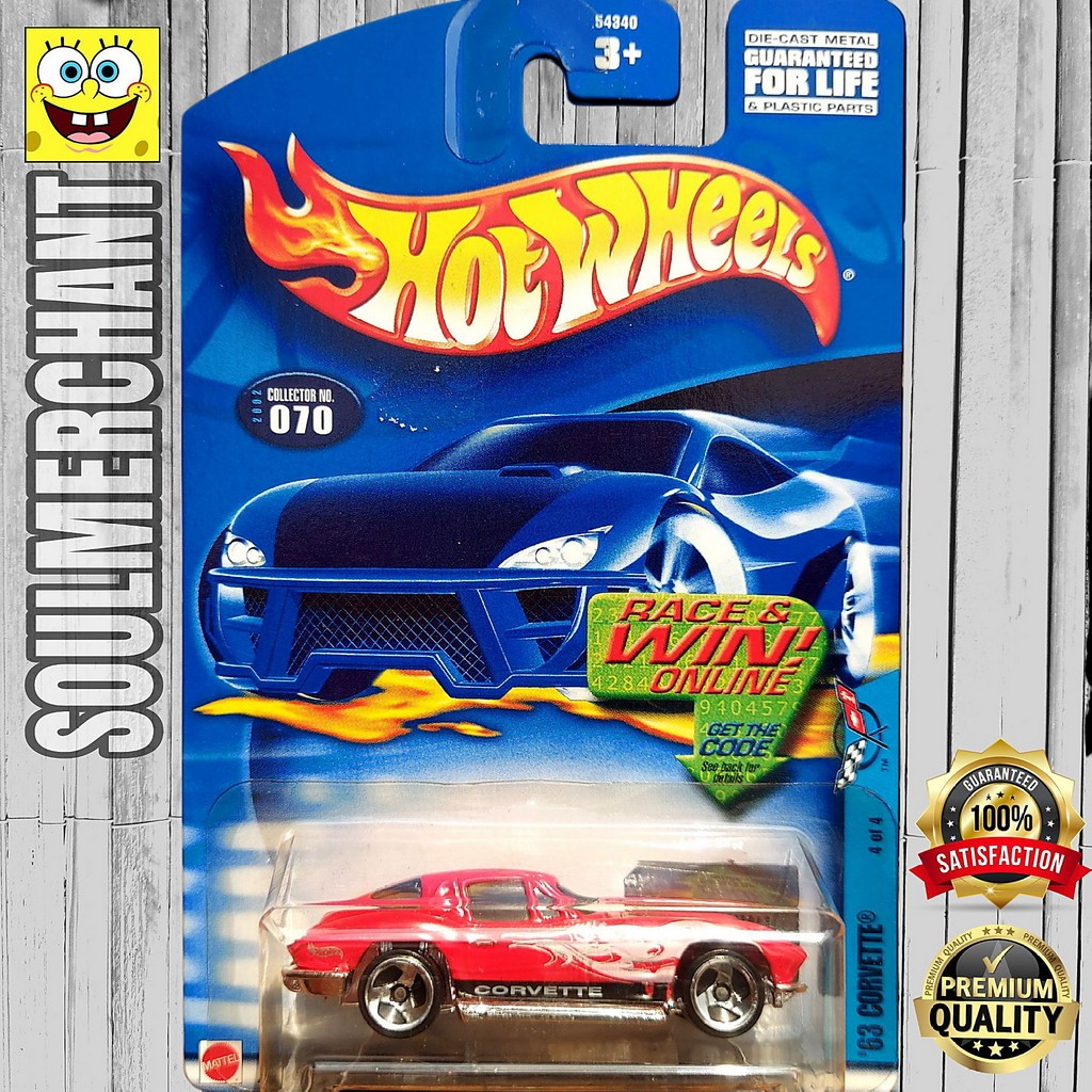 Hot Wheels 63 Corvette Merah Diecast Mobil Balap Klasik