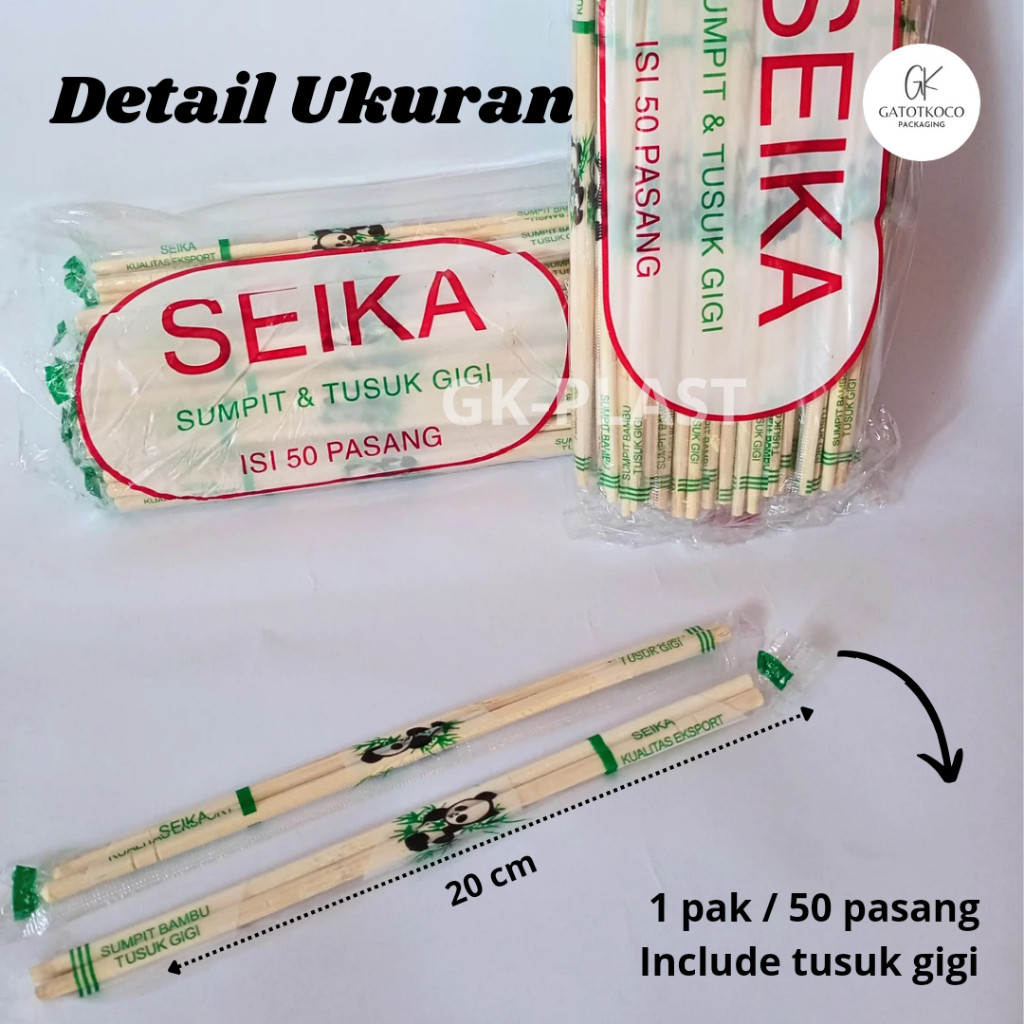 (50 Pasang) Sumpit Bambu  sudah plus tusuk gigi/sumpit steril/sumpit panda/sumpit seika halus