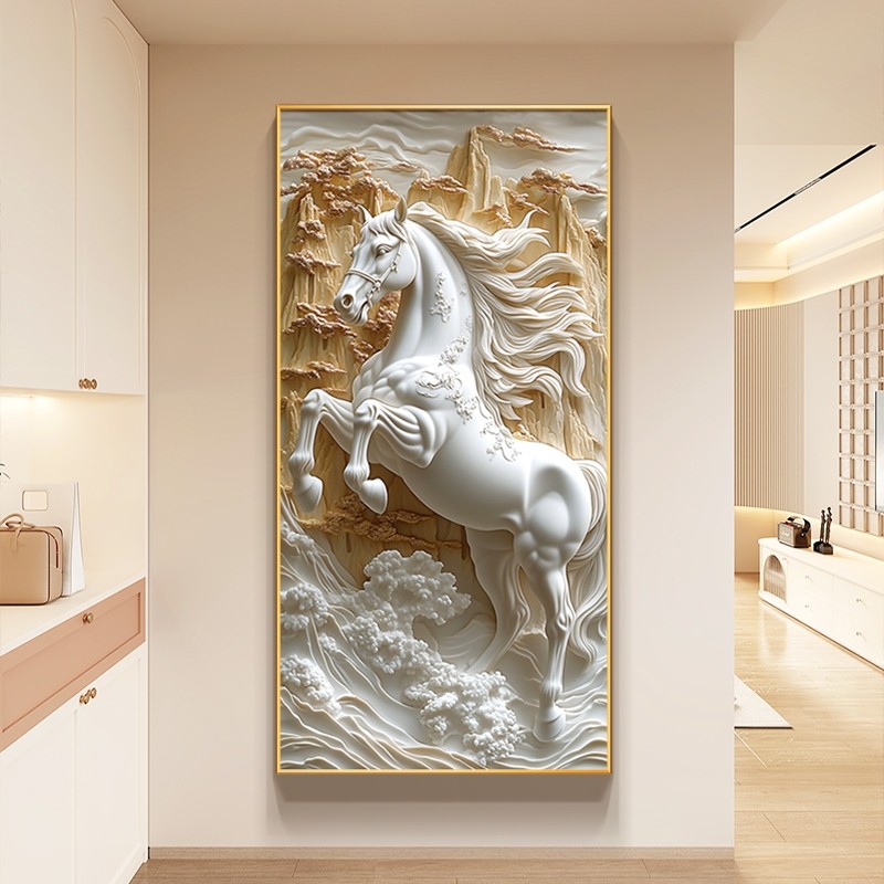 Hiasan Dinding 3D Relief Kuda 30x60cm | Minimalis Modern Mural untuk Kesuksesan Pajangan Besar