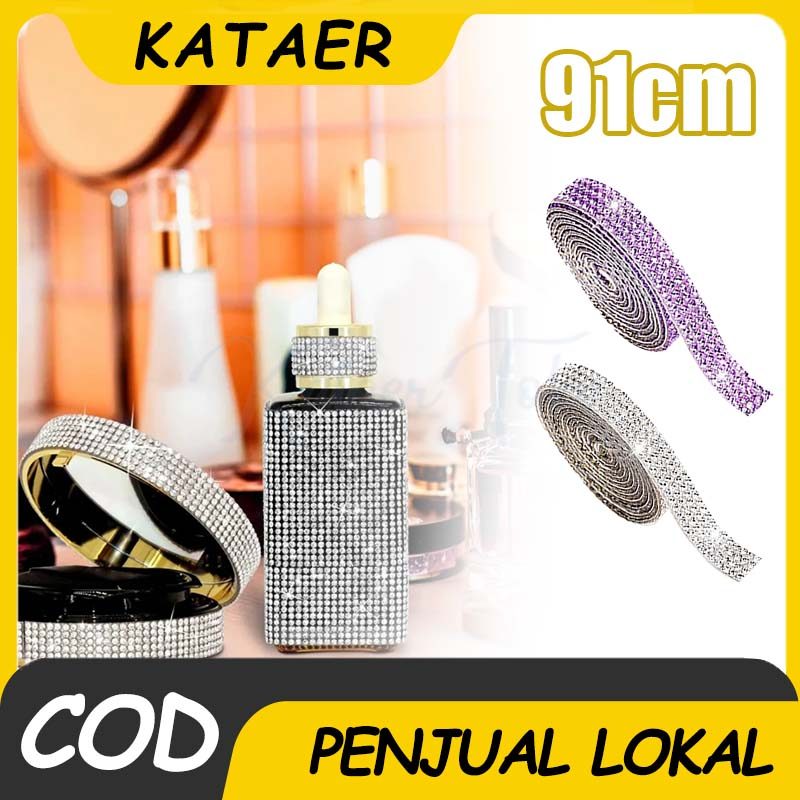 Stiker Kristal Imitasi 91cm Rhinestone Sticker Bling Bling DIY Untuk Dekorasi Mobil dan Hadiah