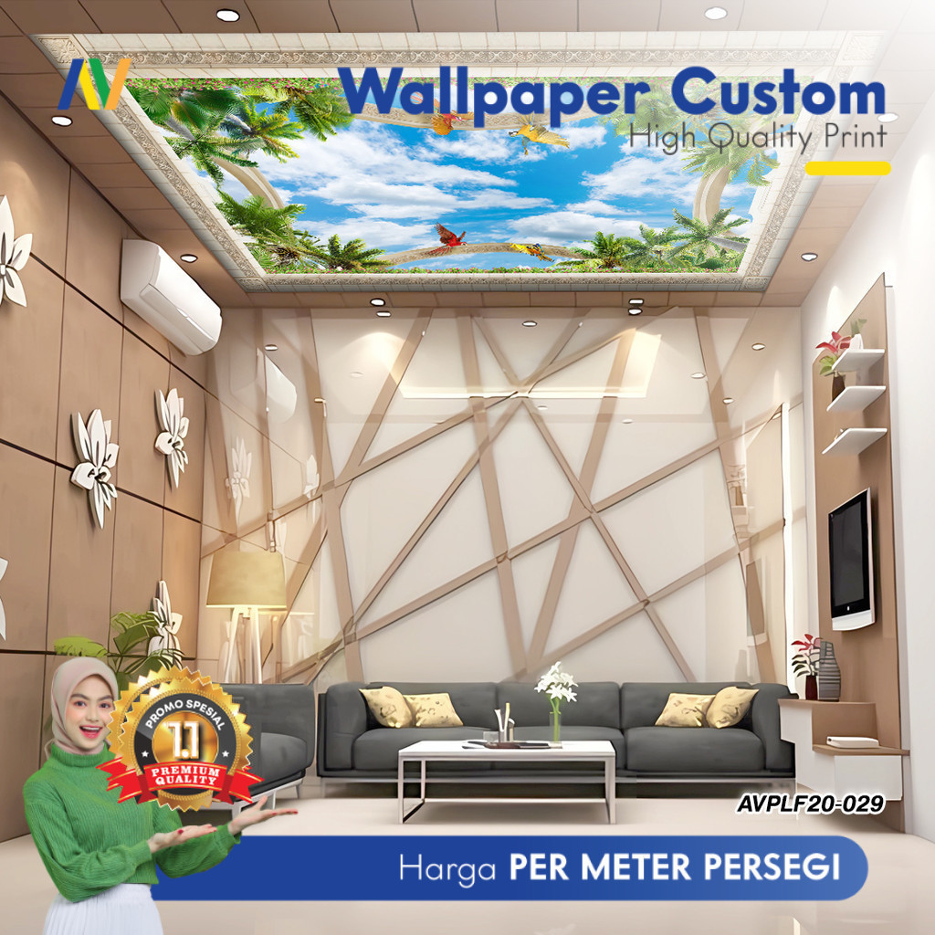 Wallpaper Plafon | Wallpaper Plafon Ruang Tamu | Wallpaper Plafon Motif Alam 2 | Wallpaper Dinding G