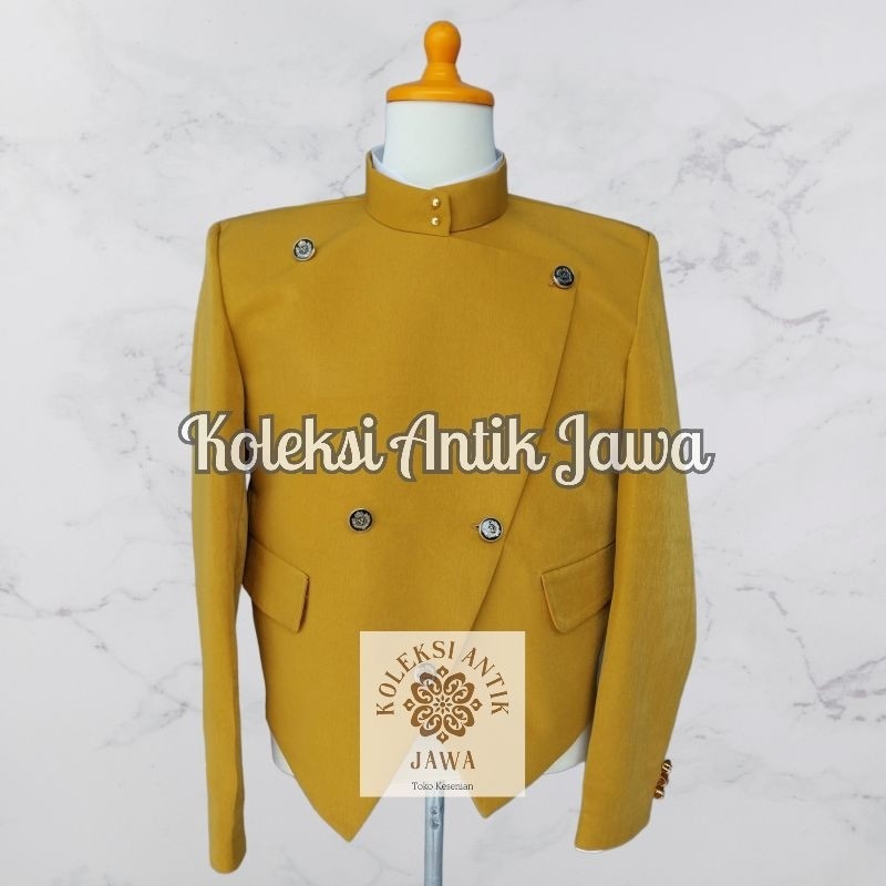 Beskap Solo Krowok Alusan Kuning Emas