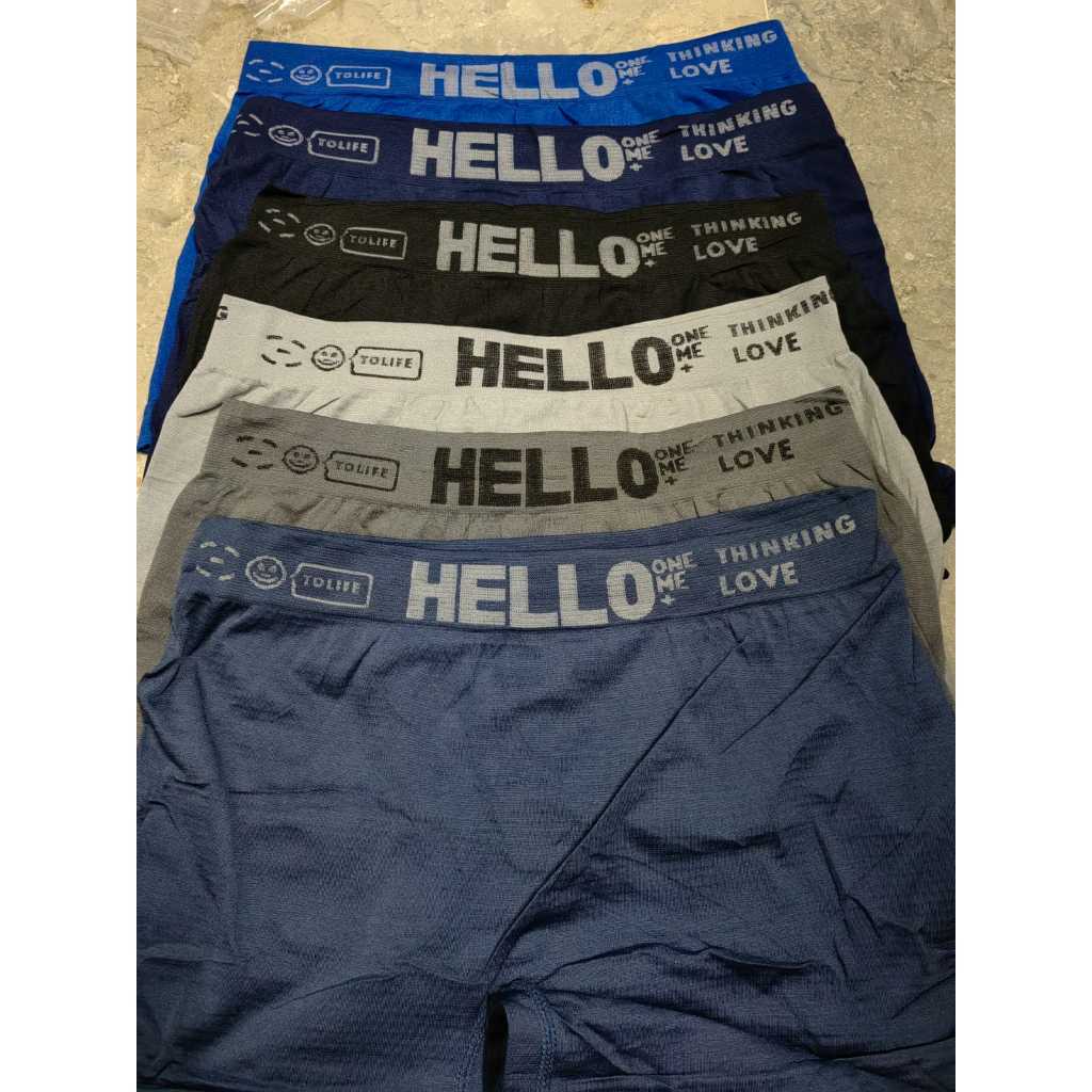 TERMURAHHH  BOXER Pria Celana Dalam Pria bahan katun Pinggang Karet Hello